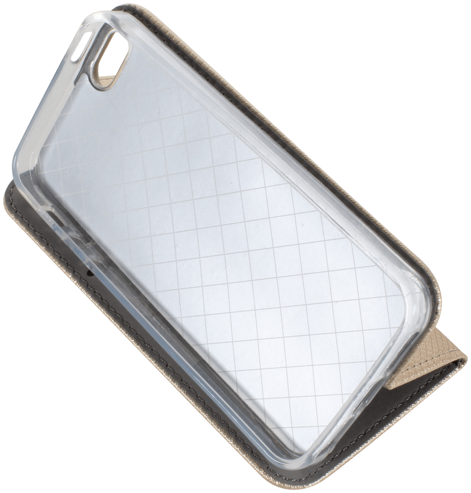 Apple iPhone SE (2016) oldalra nyíló flipes bőrtok rombusz mintás arany
