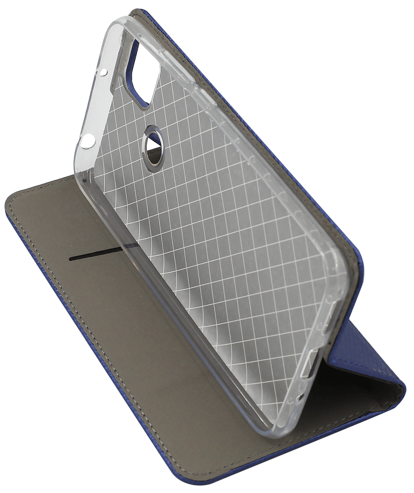 Xiaomi Redmi 9C oldalra nyíló flipes bőrtok rombusz mintás sötétkék