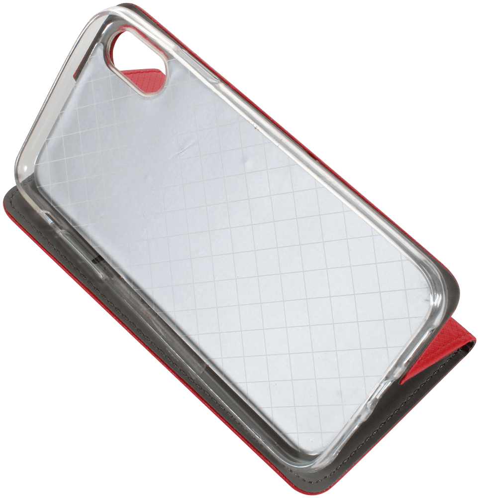 Apple iPhone X oldalra nyíló flipes bőrtok rombusz mintás piros