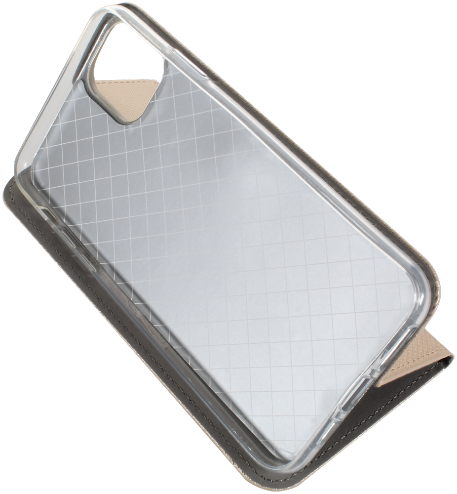 Apple iPhone 11 Pro Max oldalra nyíló flipes bőrtok rombusz mintás arany