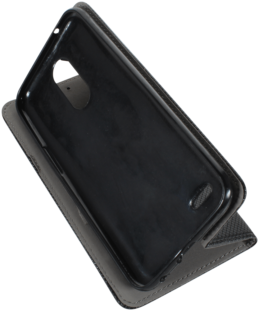 LG K10 2017 (M250N) oldalra nyíló flipes bőrtok rombusz mintás fekete
