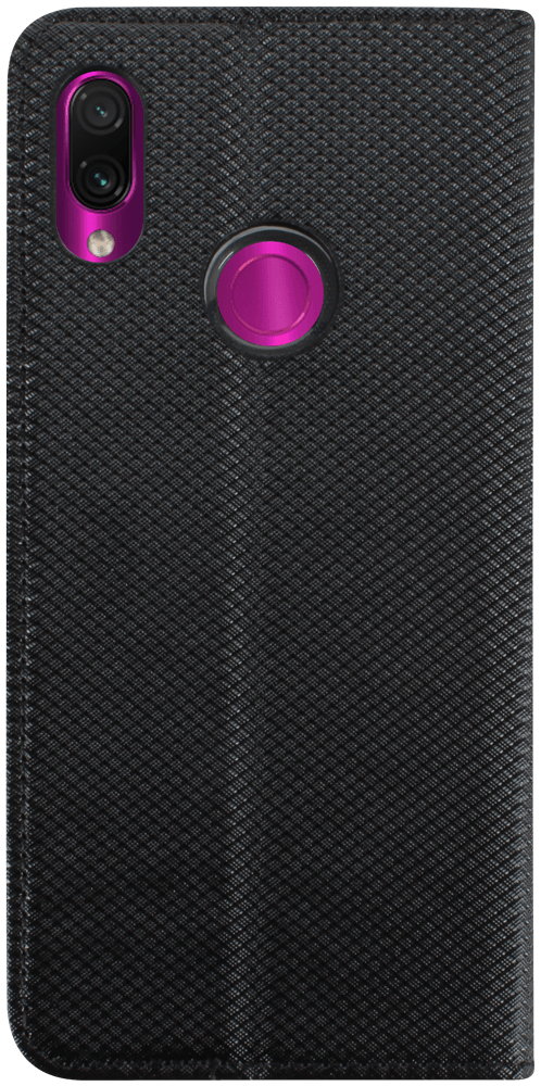 Xiaomi Redmi Note 7 oldalra nyíló flipes bőrtok rombusz mintás fekete