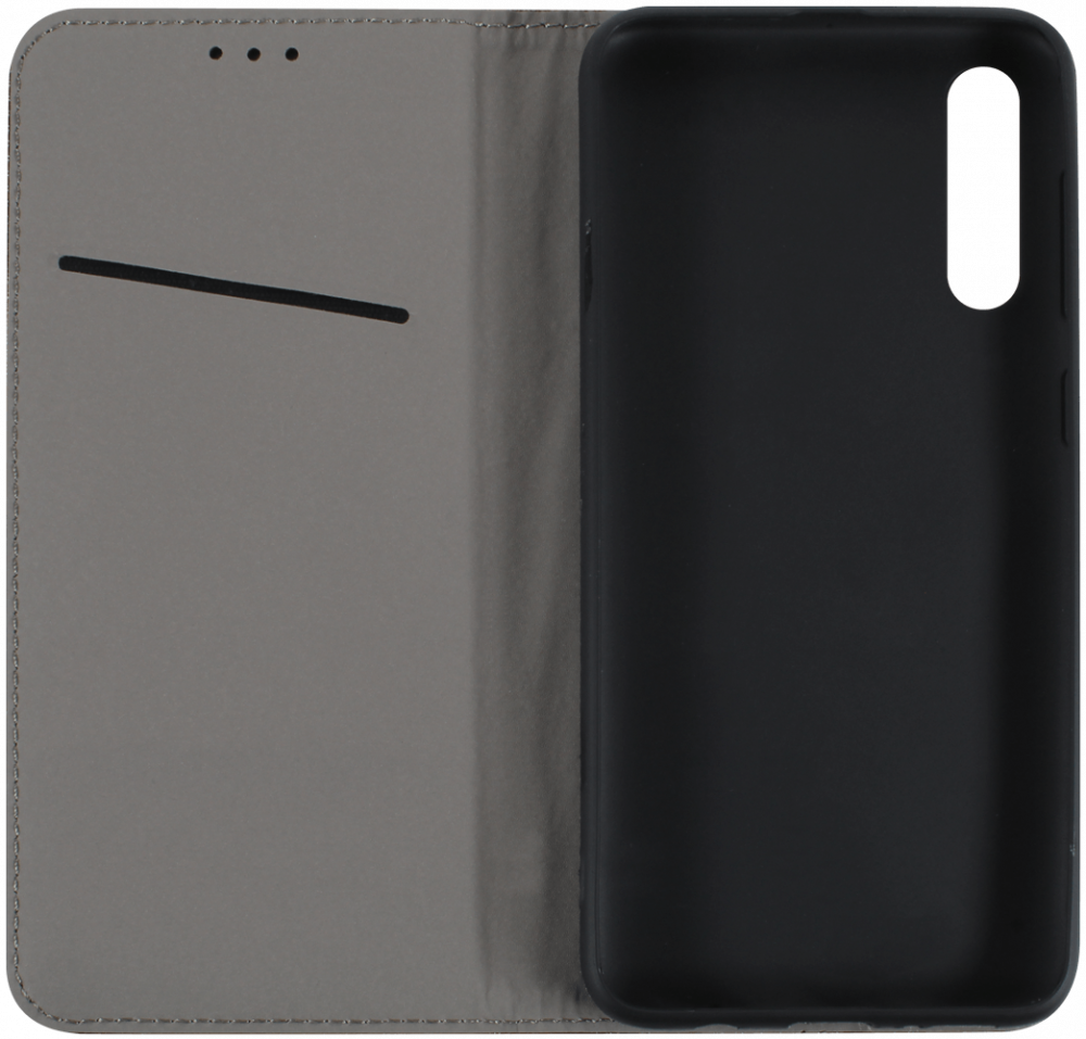 Samsung Galaxy A50 (SM-505F) oldalra nyíló flipes bőrtok rombusz mintás fekete