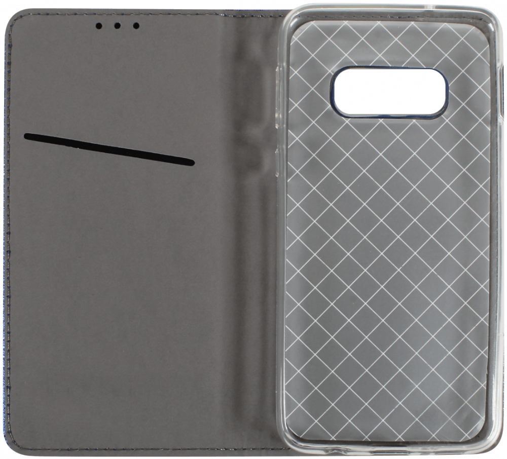 Samsung Galaxy S10e (SM-G970) oldalra nyíló flipes bőrtok rombusz mintás sötétkék