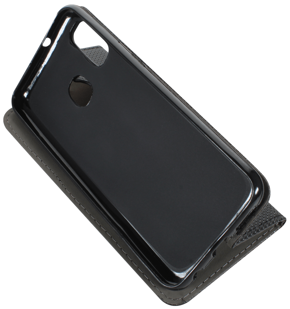 Samsung Galaxy A20e (SM-A202F) oldalra nyíló flipes bőrtok rombusz mintás fekete