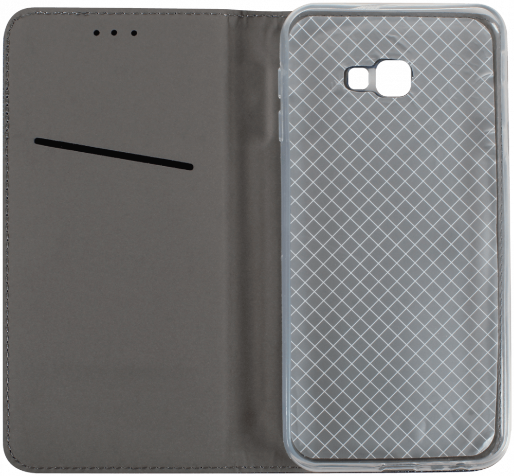Samsung Galaxy J4 Plus (J415F) oldalra nyíló flipes bőrtok rombusz mintás sötétkék