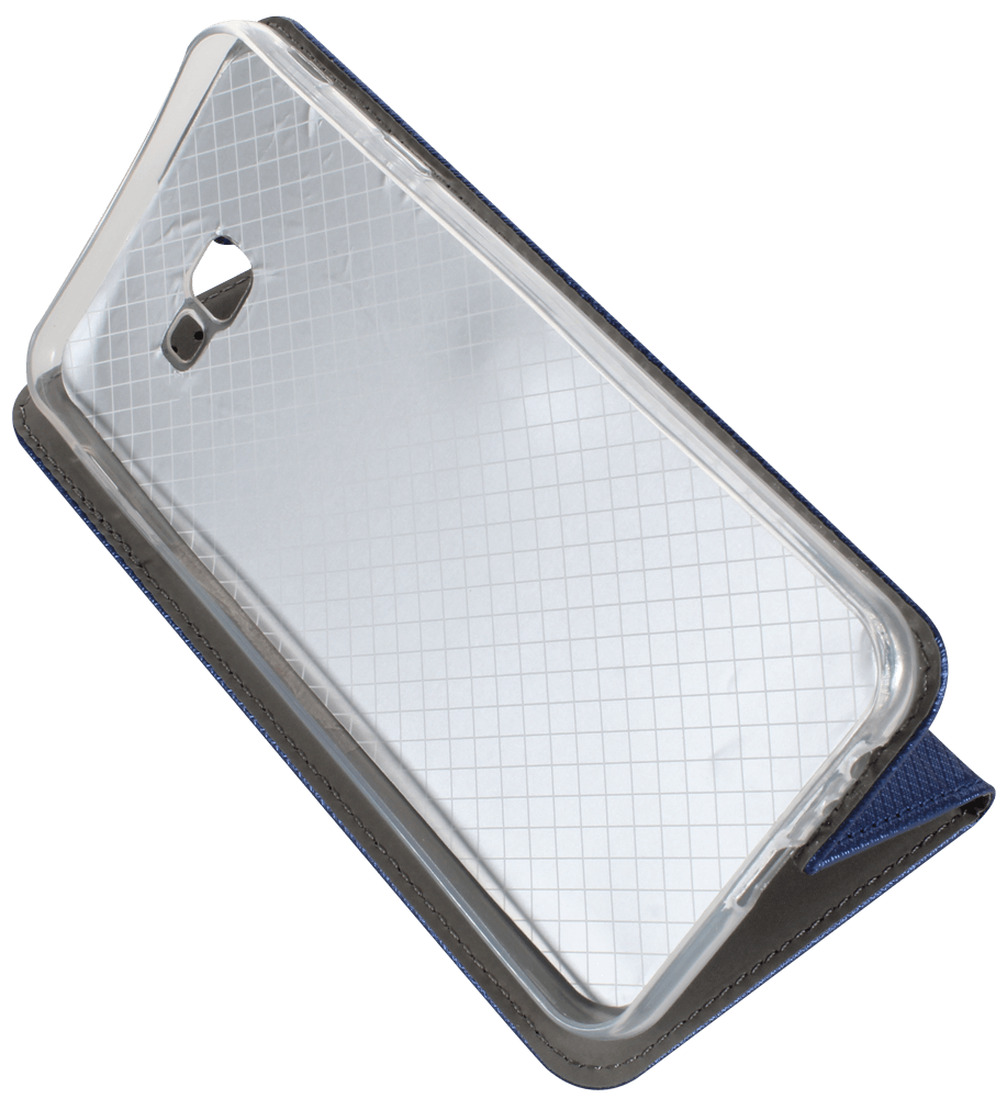 Samsung Galaxy J4 Plus (J415F) oldalra nyíló flipes bőrtok rombusz mintás sötétkék