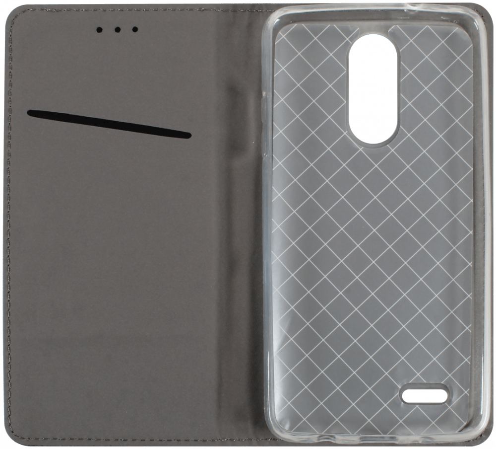 LG K8 2017 oldalra nyíló flipes bőrtok rombusz mintás ezüst