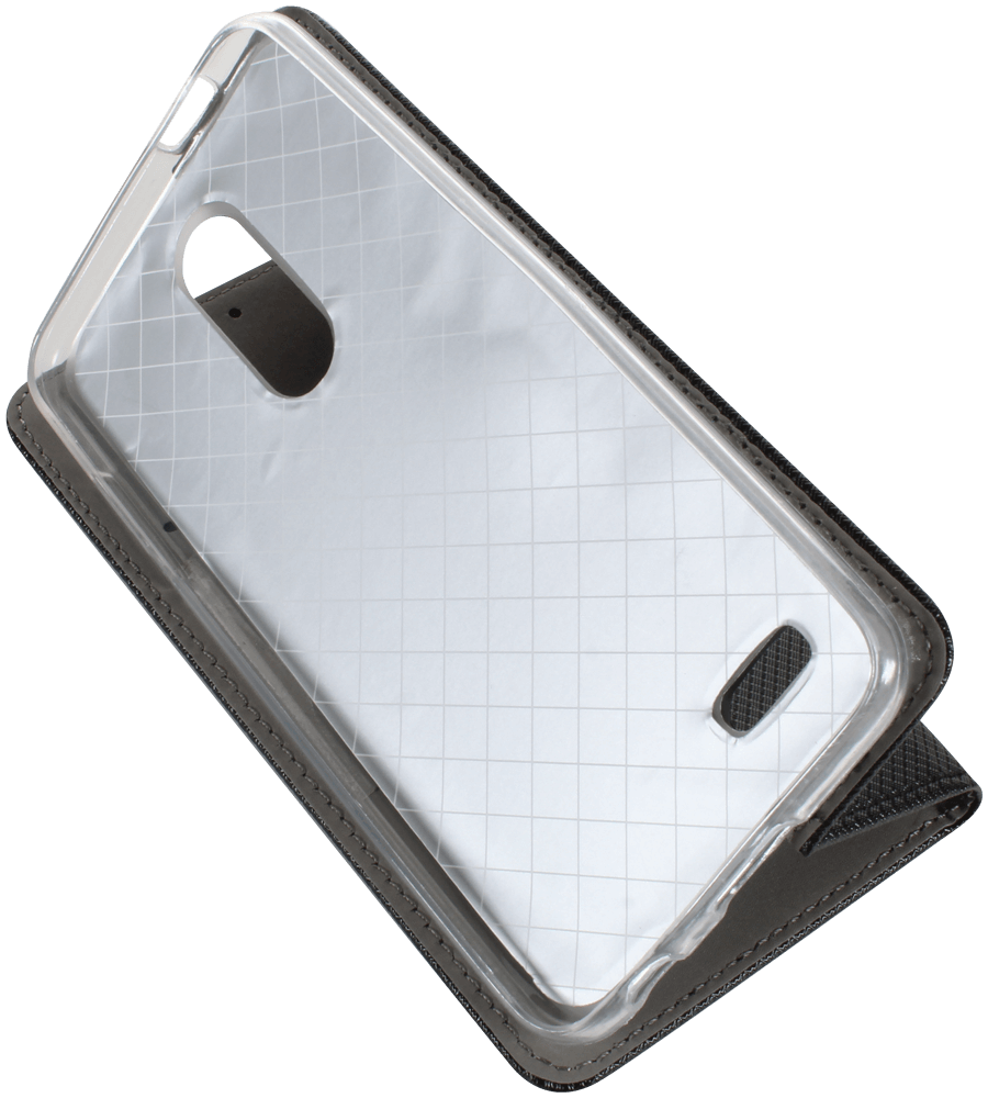 LG K10 2018 oldalra nyíló flipes bőrtok rombusz mintás fekete