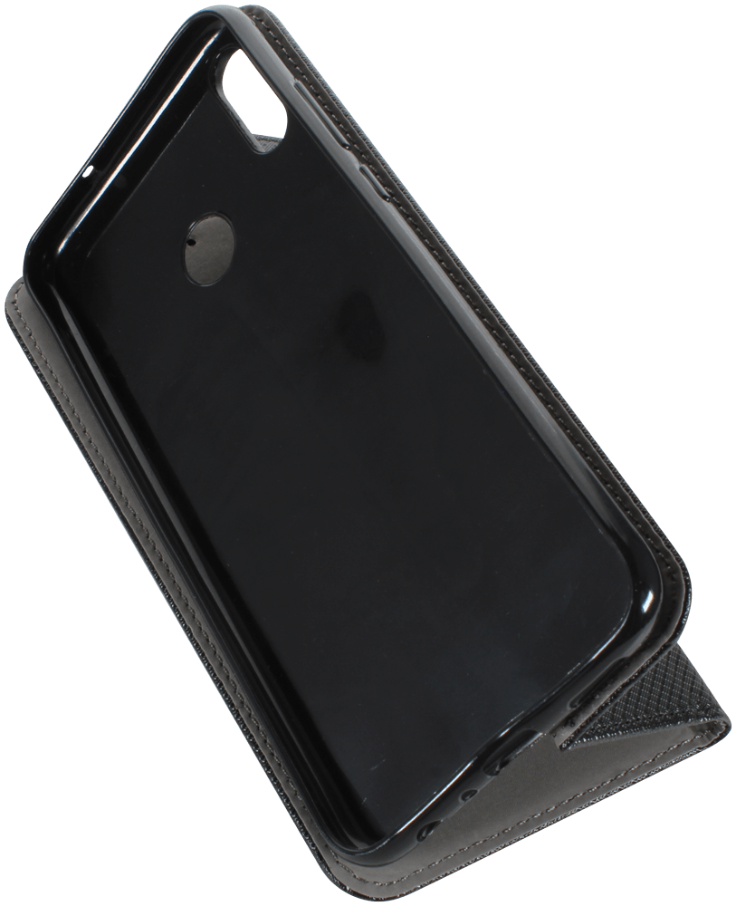Huawei Honor 8X (View 10 Lite) oldalra nyíló flipes bőrtok rombusz mintás fekete