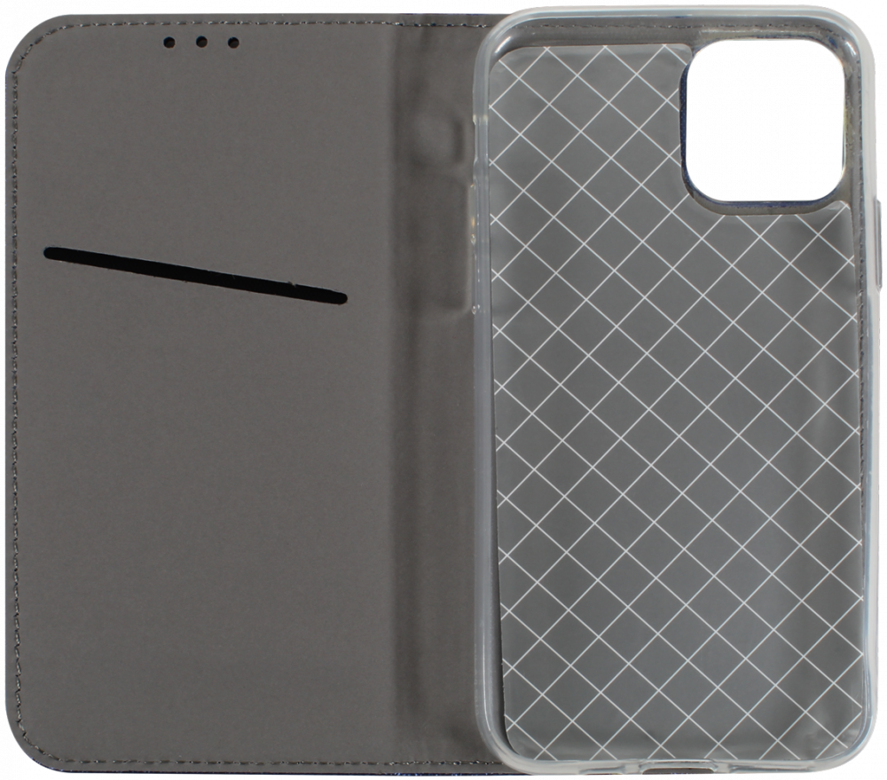 Apple iPhone 11 Pro oldalra nyíló flipes bőrtok rombusz mintás sötétkék