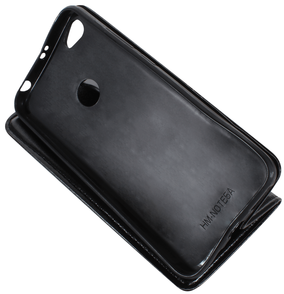 Xiaomi Redmi Note 5A (Prime) oldalra nyíló flipes bőrtok asztali tartó funkciós fekete