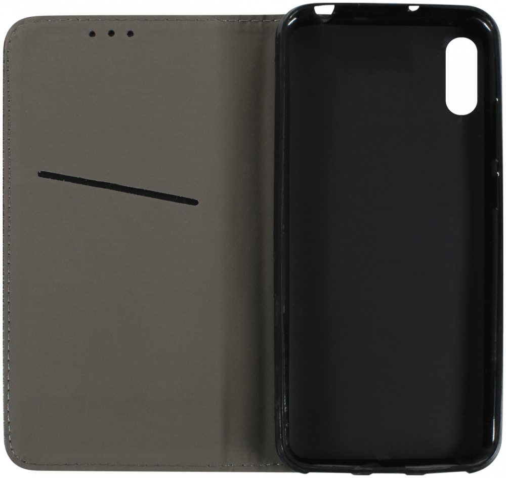 Huawei Honor Play 8A oldalra nyíló flipes bőrtok rombusz mintás fekete
