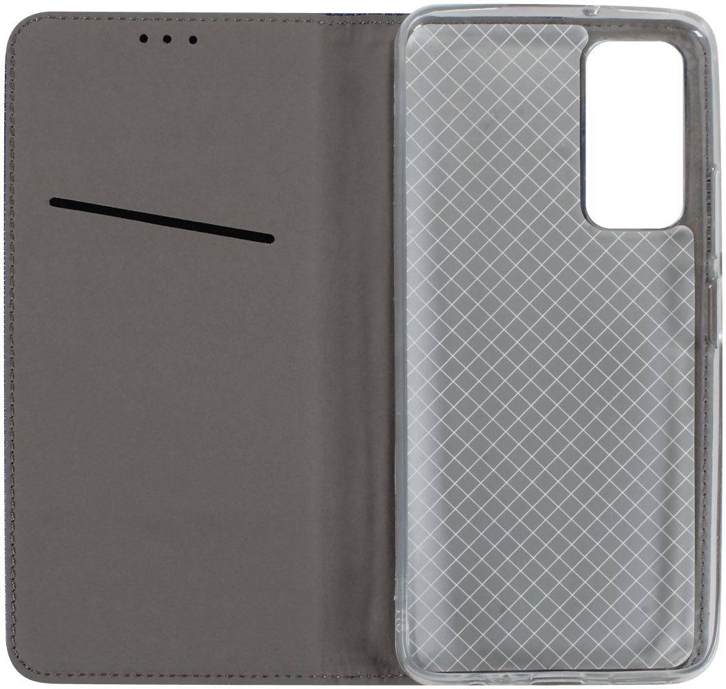 Huawei P Smart 2021 oldalra nyíló flipes bőrtok rombusz mintás sötétkék