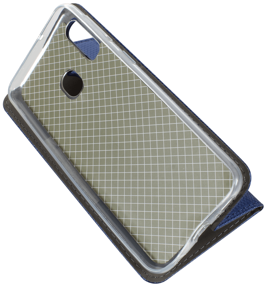 Samsung Galaxy A20e (SM-A202F) oldalra nyíló flipes bőrtok rombusz mintás sötétkék