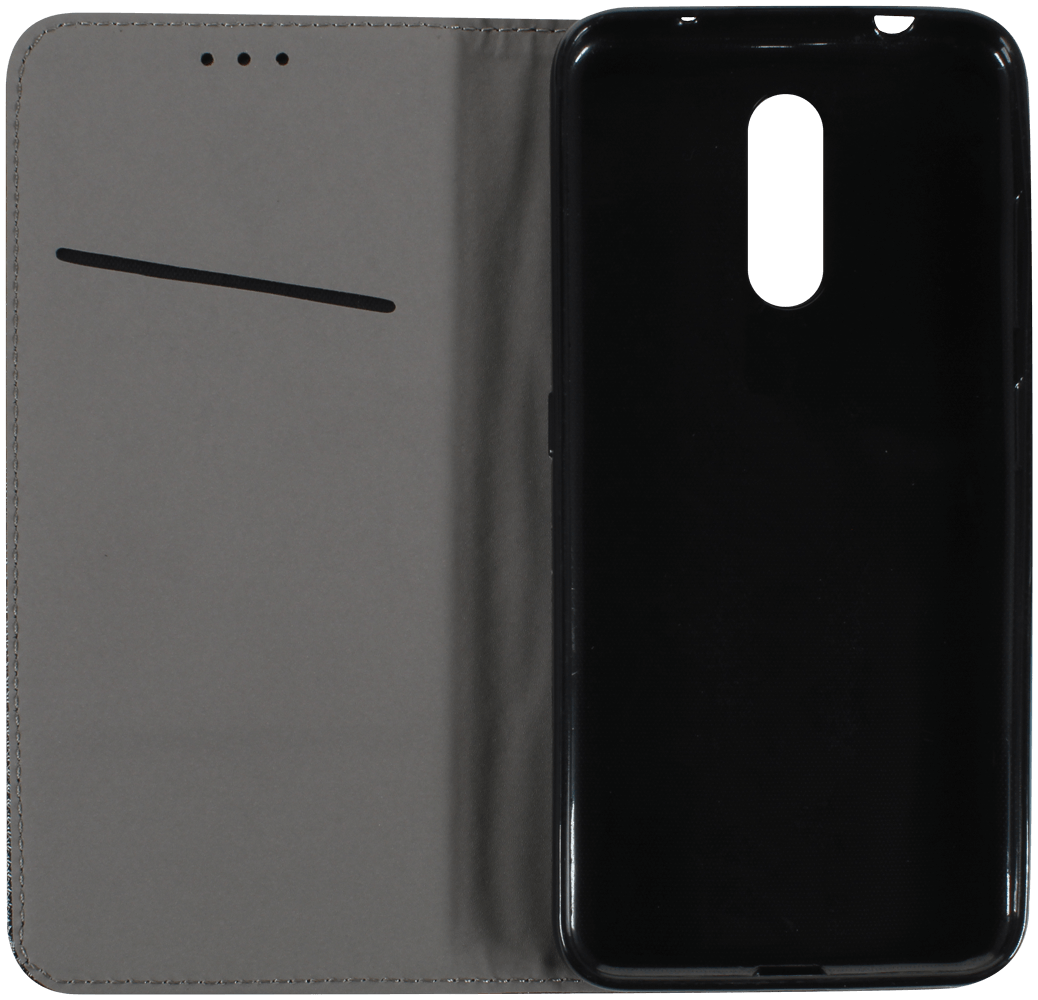 Nokia 3 2019 (Nokia 3.2) oldalra nyíló flipes bőrtok rombusz mintás fekete
