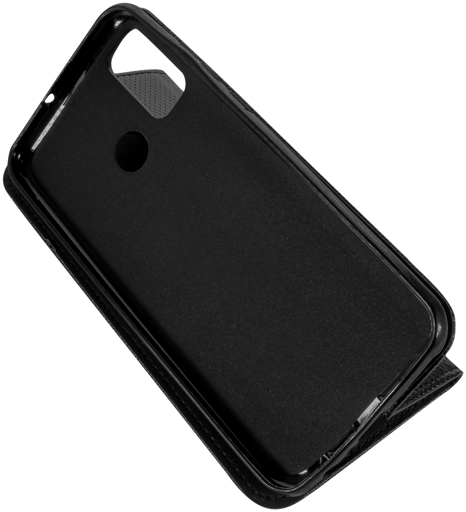 Huawei P Smart 2020 oldalra nyíló flipes bőrtok rombusz mintás fekete