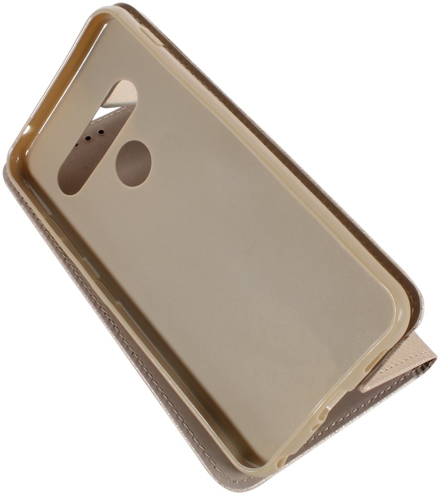 LG G8s ThinQ oldalra nyíló flipes bőrtok rombusz mintás arany