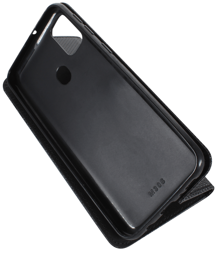Samsung Galaxy M21 (SM-M215F) oldalra nyíló flipes bőrtok rombusz mintás fekete