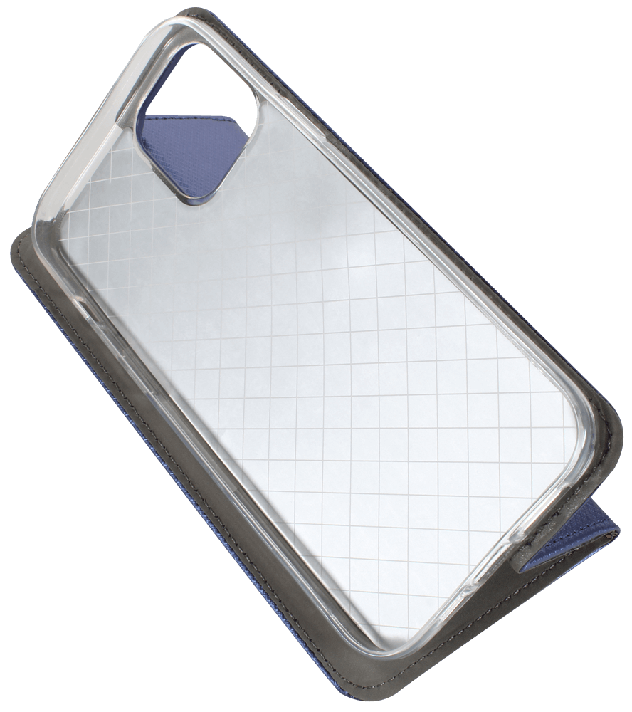 Apple iPhone 12 Pro Max oldalra nyíló flipes bőrtok rombusz mintás sötétkék