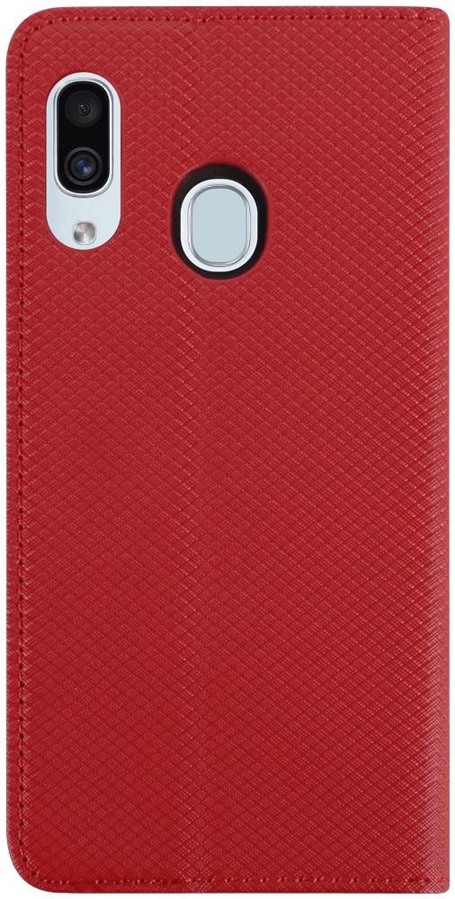 Samsung Galaxy A20e (SM-A202F) oldalra nyíló flipes bőrtok rombusz mintás piros