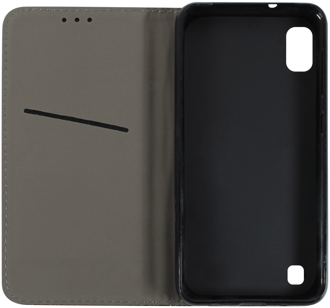 Samsung Galaxy A10 (SM-A105F) oldalra nyíló flipes bőrtok rombusz mintás fekete