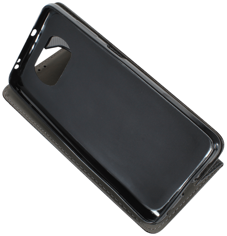 Xiaomi Poco X3 NFC oldalra nyíló flipes bőrtok rombusz mintás fekete
