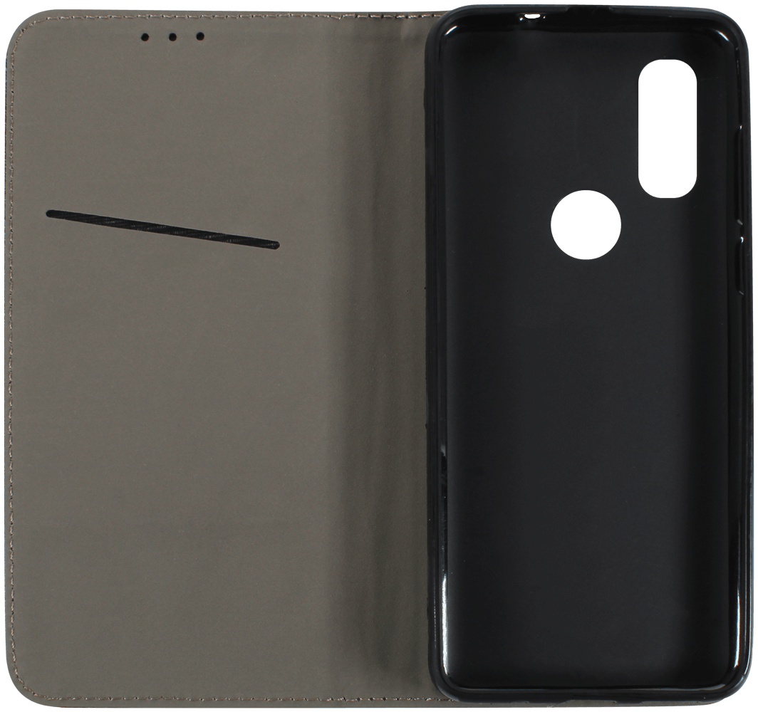Motorola One Vision oldalra nyíló flipes bőrtok rombusz mintás fekete