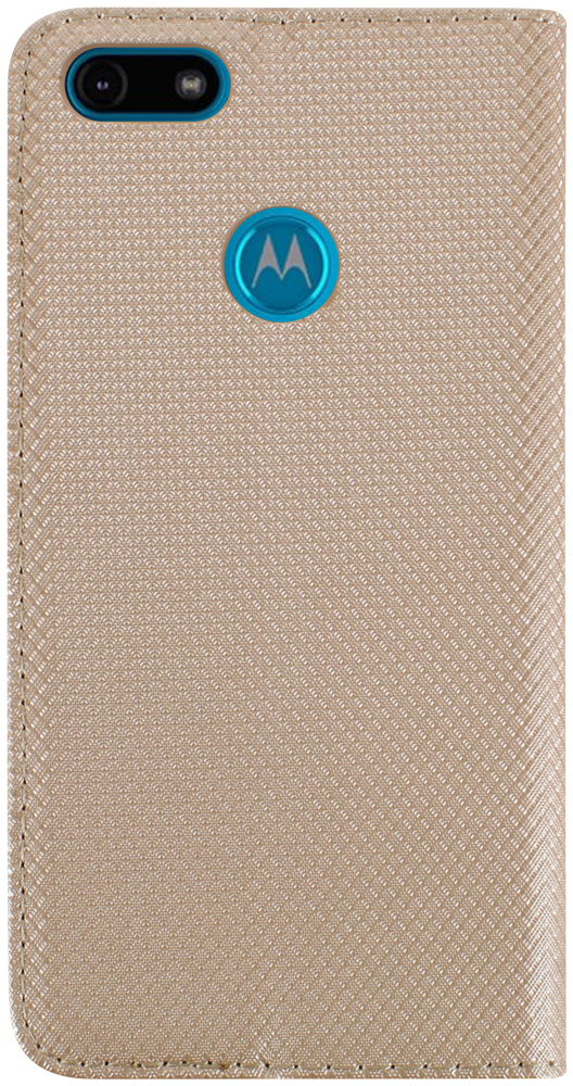 Motorola Moto E6 Play oldalra nyíló flipes bőrtok rombusz mintás arany