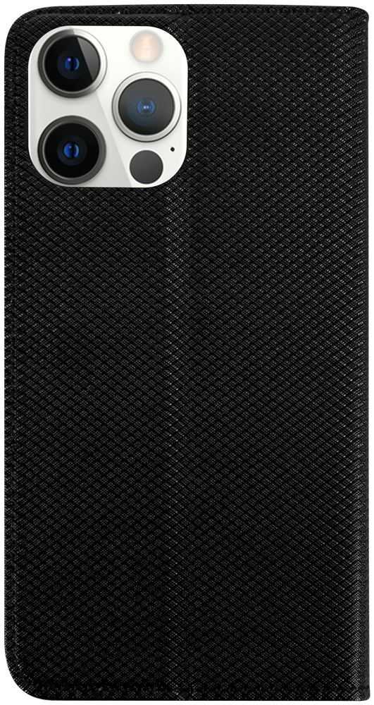 Apple iPhone 12 Pro Max oldalra nyíló flipes bőrtok rombusz mintás fekete