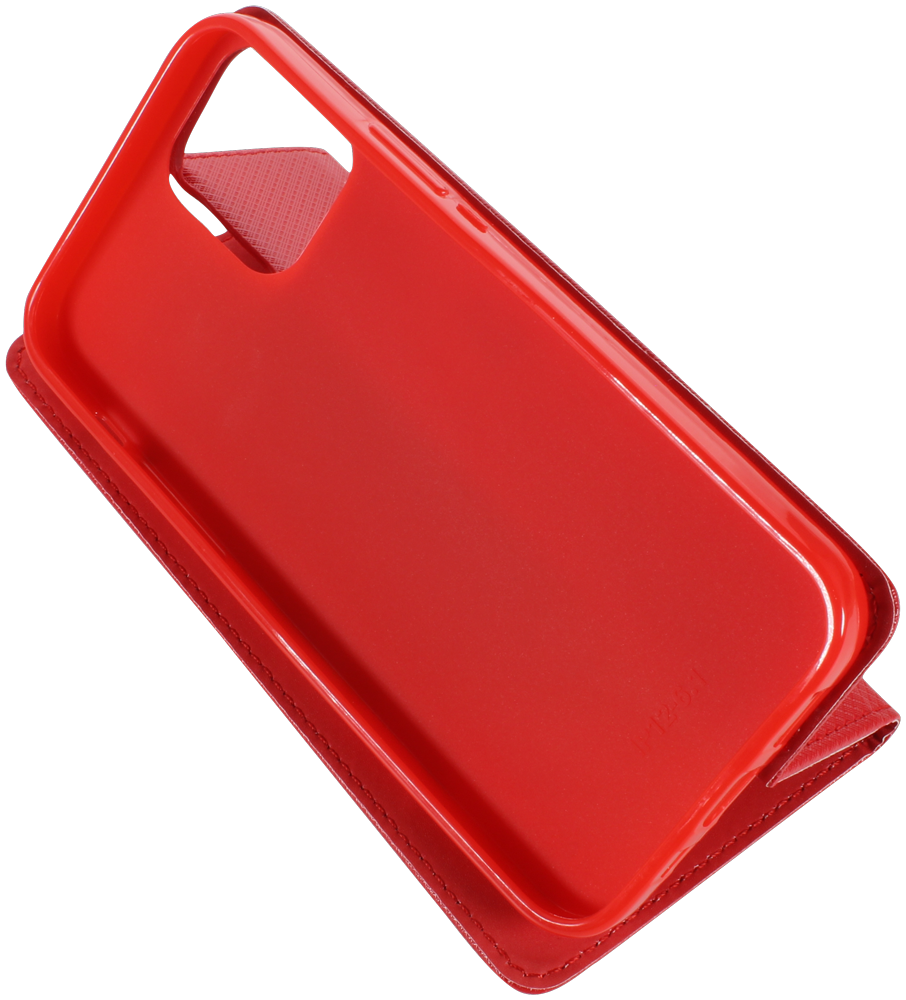 Apple iPhone 12 oldalra nyíló flipes bőrtok rombusz mintás piros