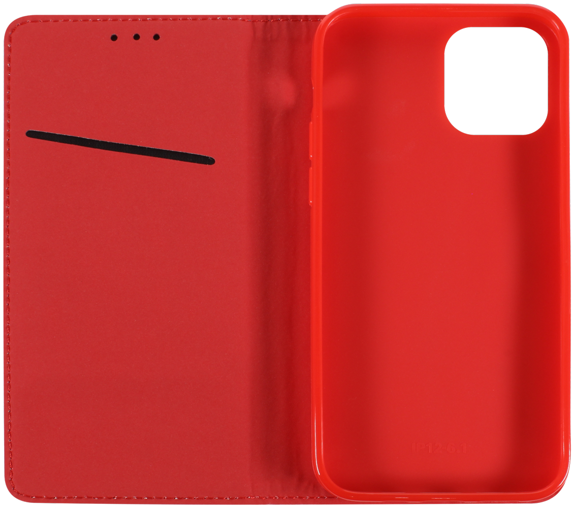 Apple iPhone 12 oldalra nyíló flipes bőrtok rombusz mintás piros