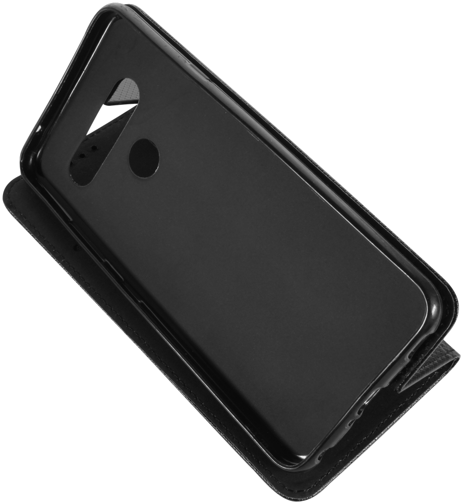 LG V40 ThinQ oldalra nyíló flipes bőrtok rombusz mintás fekete