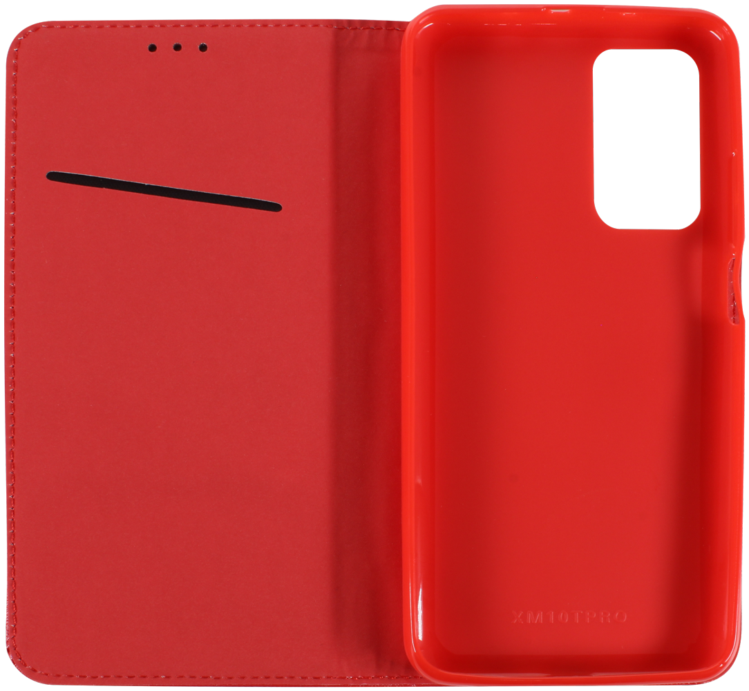 Xiaomi Mi 10T 5G oldalra nyíló flipes bőrtok rombusz mintás piros