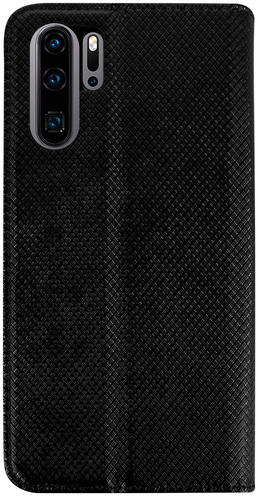Huawei P30 Pro oldalra nyíló flipes bőrtok rombusz mintás fekete