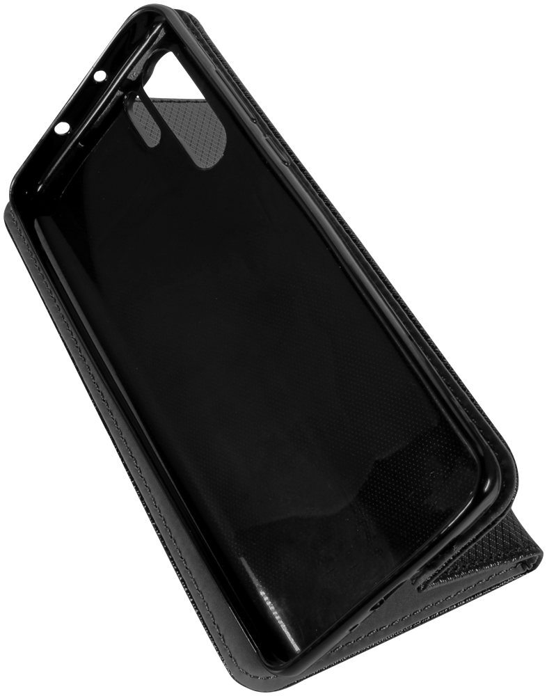 Huawei P30 Pro oldalra nyíló flipes bőrtok rombusz mintás fekete