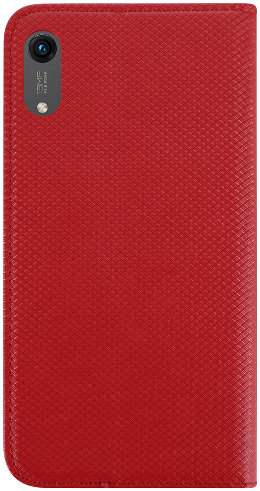 Huawei Honor Play 8A oldalra nyíló flipes bőrtok rombusz mintás piros