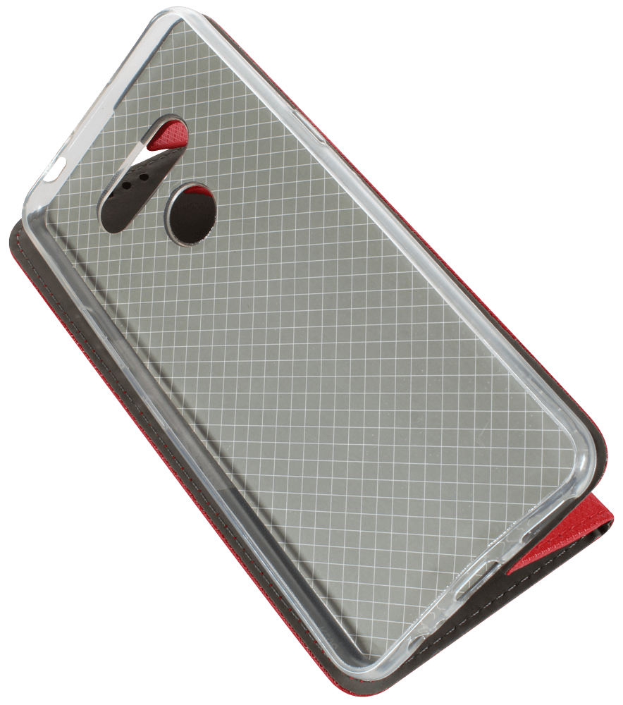 LG K50S oldalra nyíló flipes bőrtok rombusz mintás piros