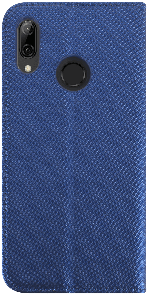 Huawei P Smart 2019 oldalra nyíló flipes bőrtok rombusz mintás sötétkék