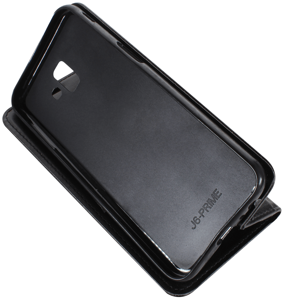 Samsung Galaxy J6 Plus (J610F) oldalra nyíló flipes bőrtok asztali tartó funkciós fekete