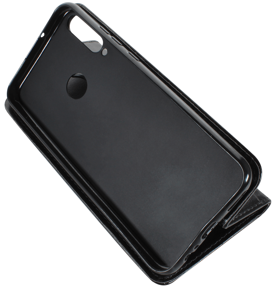 Huawei P40 Lite E oldalra nyíló flipes bőrtok asztali tartó funkciós fekete