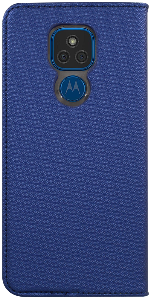 Motorola Moto G9 Play oldalra nyíló flipes bőrtok rombusz mintás sötétkék