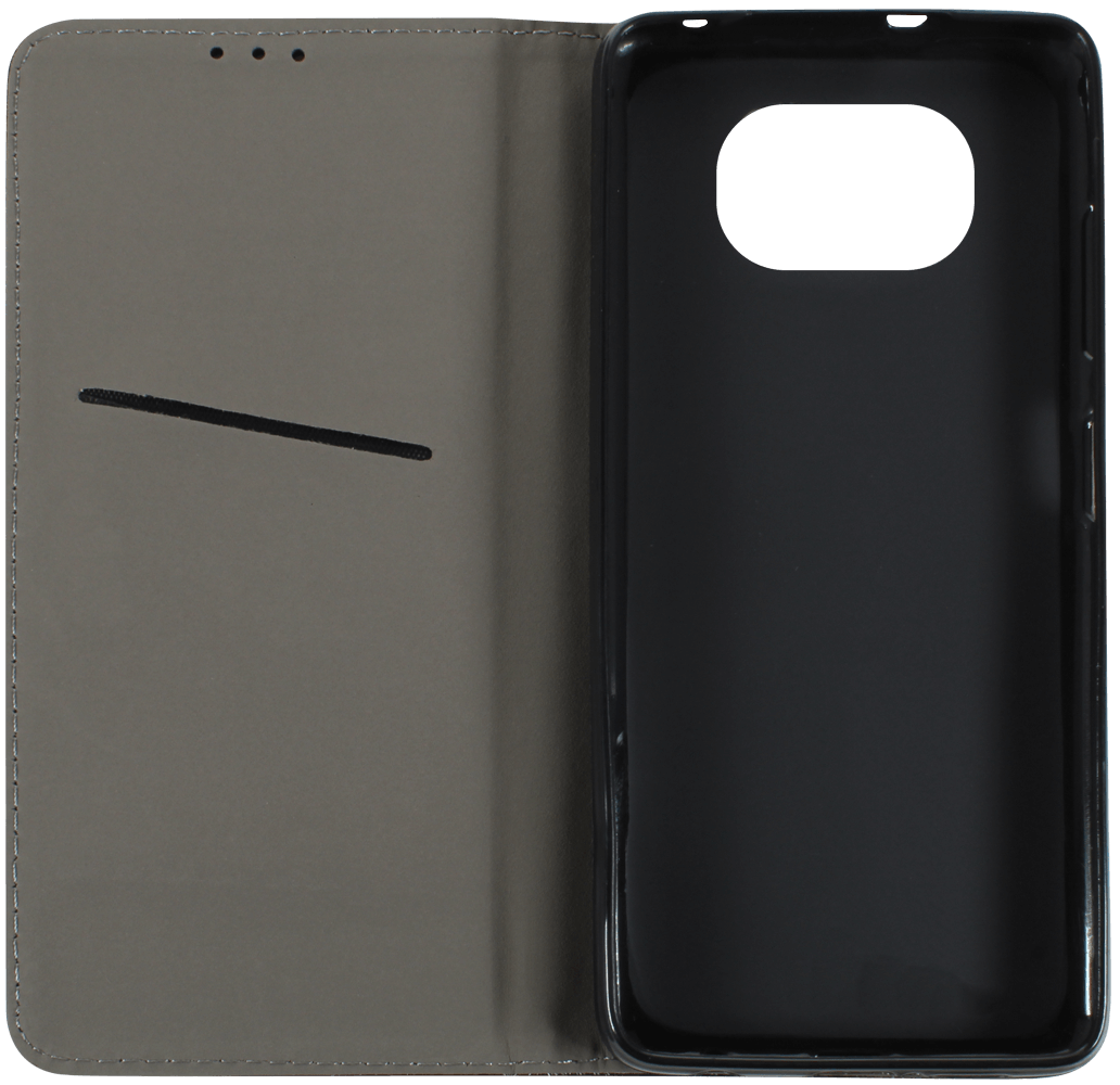 Xiaomi Poco X3 Pro oldalra nyíló flipes bőrtok rombusz mintás fekete