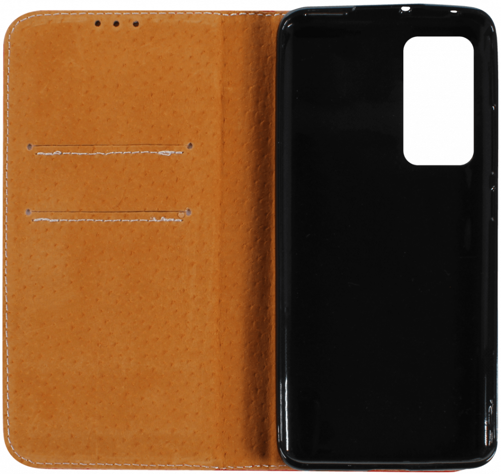 Xiaomi 12X oldalra nyíló flipes bőrtok valódi bőr piros