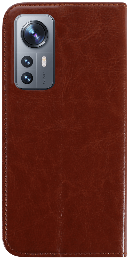 Xiaomi 12X oldalra nyíló flipes bőrtok valódi bőr barna