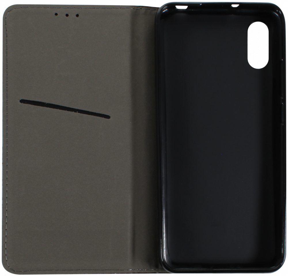 Xiaomi Redmi 9A oldalra nyíló flipes bőrtok asztali tartó funkciós fekete