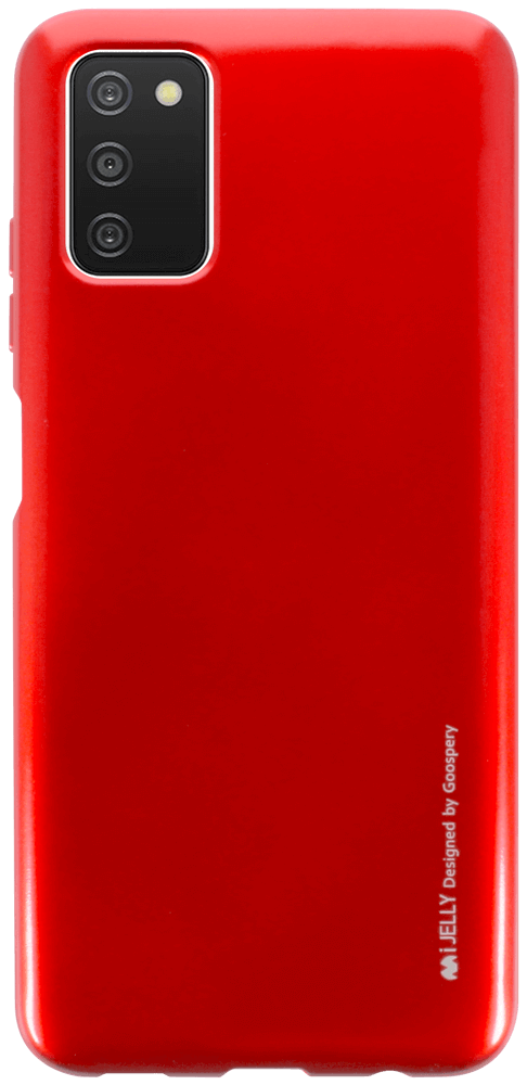 Samsung Galaxy A03s (SM-A037F) szilikon tok gyári MERCURYCASE fémhatású piros