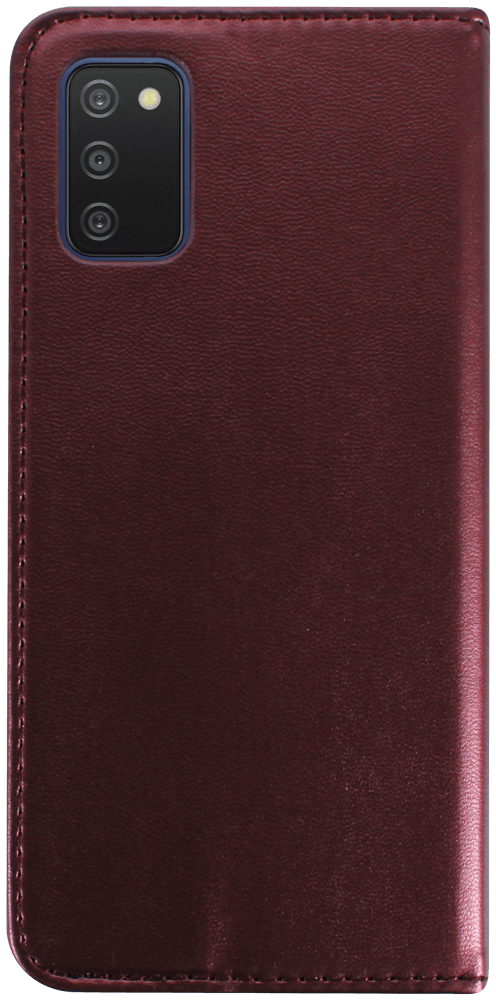 Samsung Galaxy A03s (SM-A037F) oldalra nyíló flipes bőrtok asztali tartó funkciós bordó