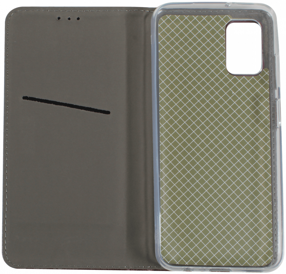 Samsung Galaxy A03s (SM-A037F) oldalra nyíló flipes bőrtok asztali tartó funkciós bordó