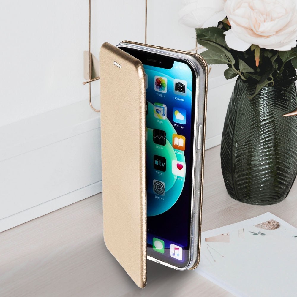 Apple iPhone 11 oldalra nyíló mágneses flipes bőrtok prémium minőség arany